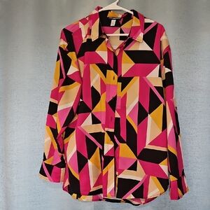 Karl Lagerfeld Vibrant Geometric Button Down Shirt